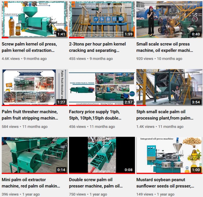palm oil processing equipment running videos