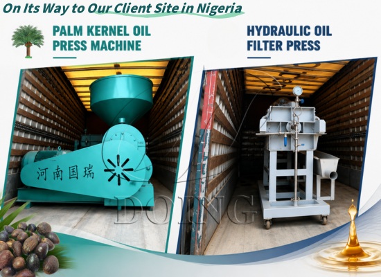 Palm kernel oil milling machine delivered to Nigerian customer from Henan Glory Nigeria warehouse