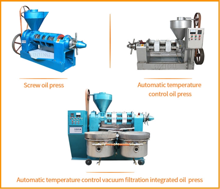 Three different types of sunflower seed oil press