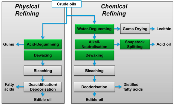 physical and chemical refining 